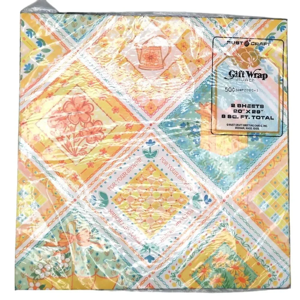 Rust Craft Yellow Wedding Shower Gift Wrap Vintage Retro New Old Stock Bridal